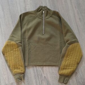 rag & bone Olive and Ochre Quarter-Zip Sweatshirt